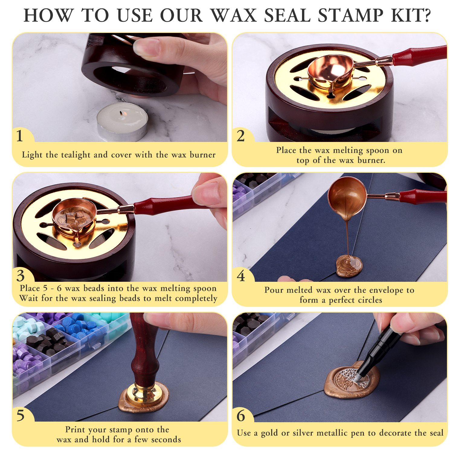 Wax Seal Stamp Set - 28 Grids 2 Boxes Sealing Wax