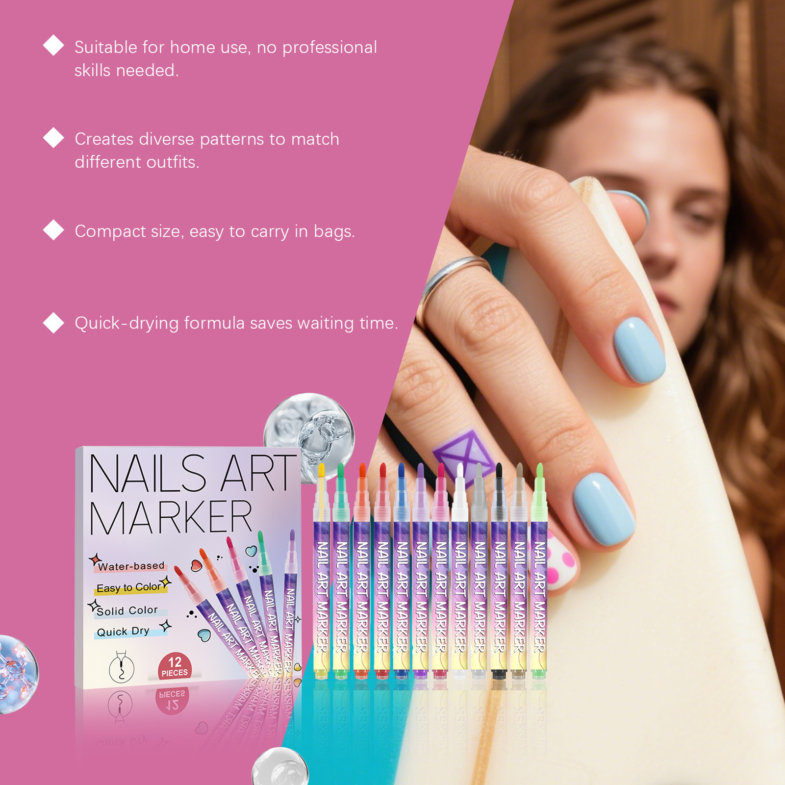 12Pcs Nail Art Pens With Fine  – Correction Pen Fine recenzja i cena