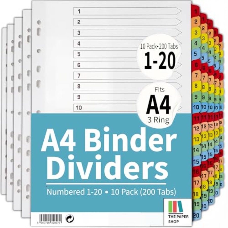 Binder Dividers with Tabs -20  – Tab Divider A4 recenzja i cena