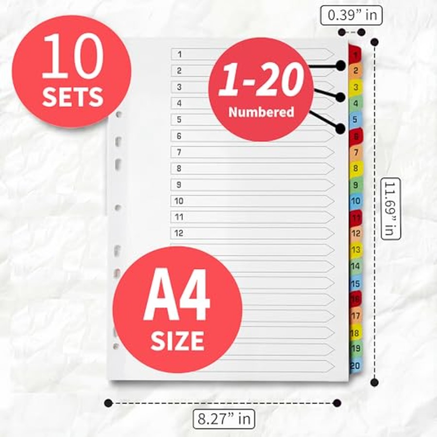 Binder Dividers with Tabs -20  – Tab Divider A4 recenzja i cena