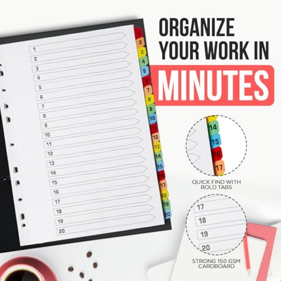 Binder Dividers with Tabs -20  – Tab Divider A4 recenzja i cena