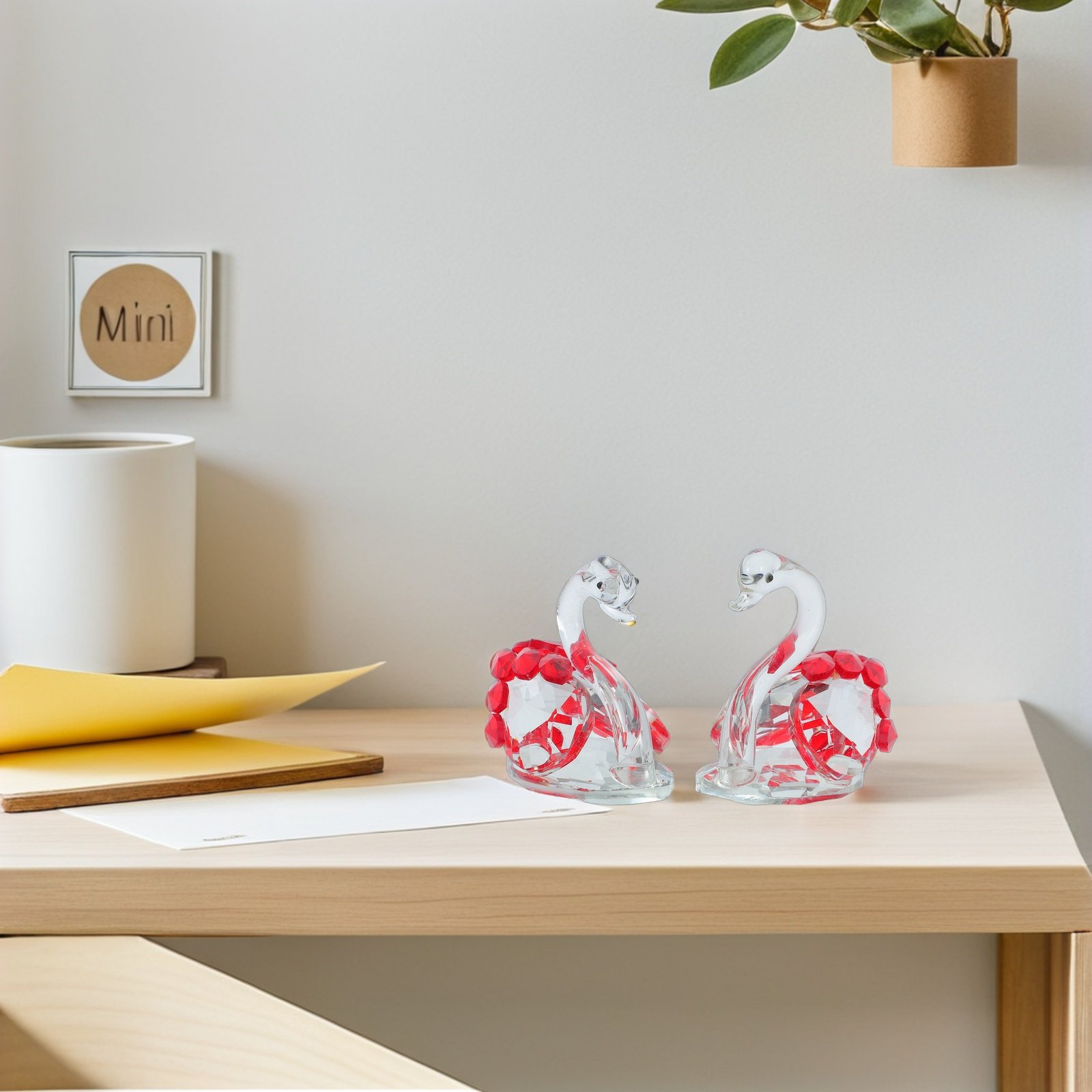 2Pcs Crystal Swan Decor Lover  – Paper Weight Crystal recenzja i cena