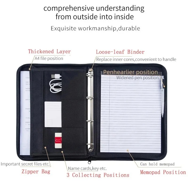 Large Black Business Portfolio – Binder A4 Lever recenzja i cena