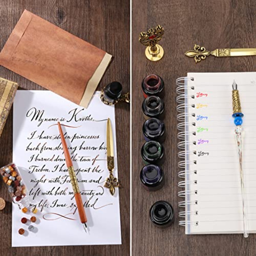 Quill Feather Pen and Ink Set  – Wax Seal Stamp Set recenzja i cena