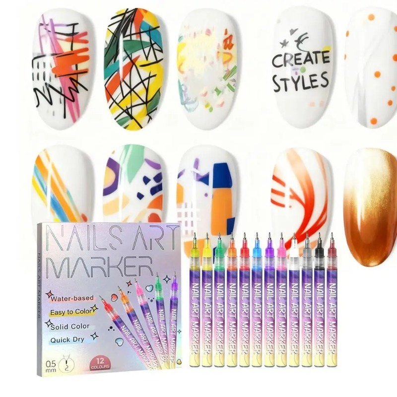 12Pcs/Set Multicolor Nail Art  – Correction Pen Fine recenzja i cena